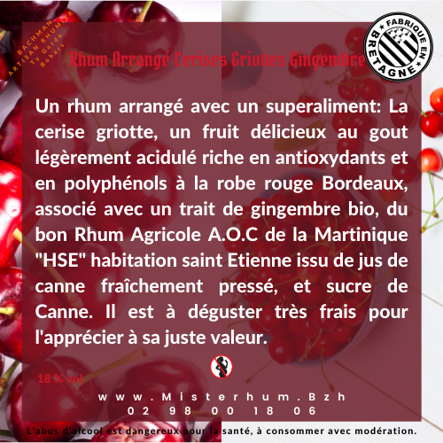 Misterhum Fillette de Rhum Arrangé Cerises Griottes Gingembre 18% vol 35 cl