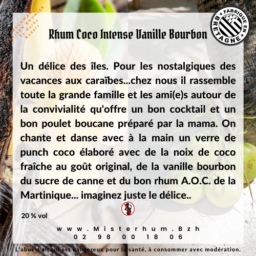 Misterhum Pirate de Rhum coco vanille Bourbon 20% vol 70 cl