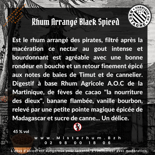 Misterhum Rhum Black Spiced Filtré 45 % Vol 70 cl