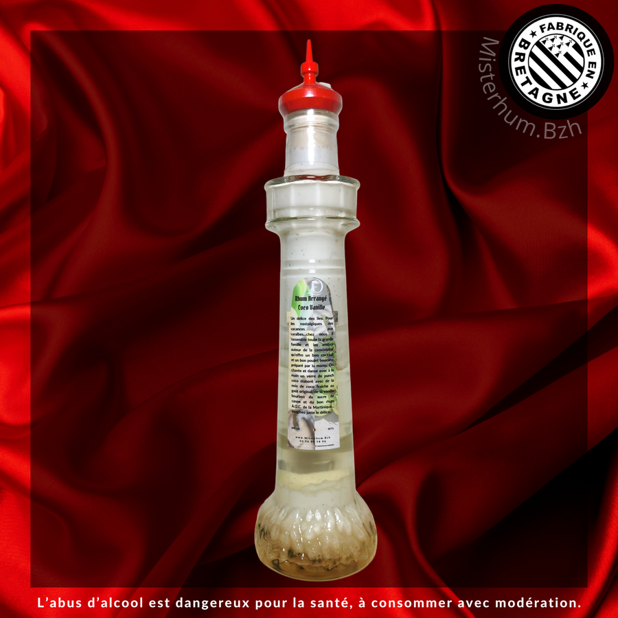 Rhum coco vanille Bourbon 20% vol Bouteille phare Ouest 20 cl